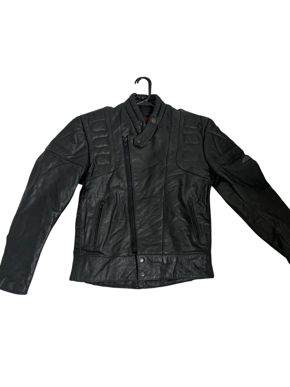 RJAYS Leather Motorcycle Jacket Mens 38 Black Padded Zip Pockets Biker Riding